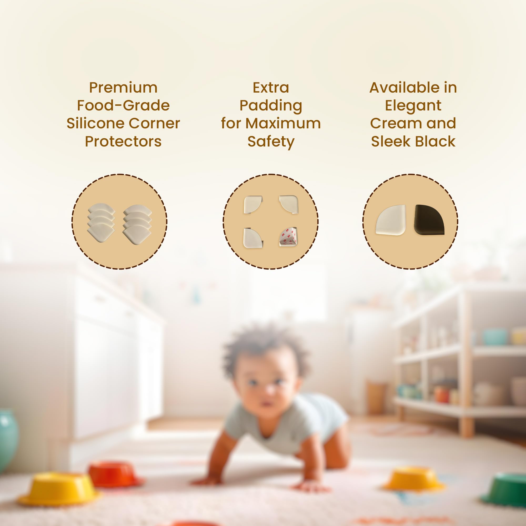 8 Pack Baby Proof Corner Guards – Extra Thick Food Grade Silicone Furniture Protectors – Child Proofing Corner Bumpers for Tables, Cabinets, and Sharp Edges – Ideal for Home and Nursery Safety