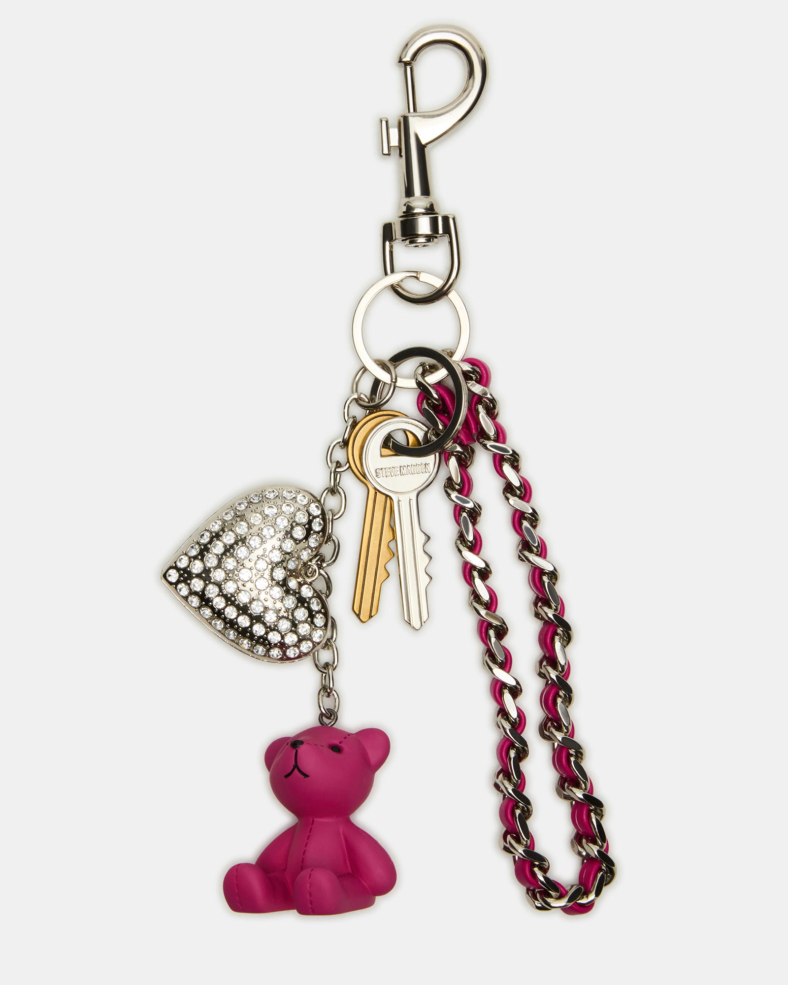BEARY BAG CHARM FUCHSIA - Cute Bear Keychain for Backpacks, Purses & Luggage - Perfect Gift for Girls & Women - Trendy Accessory for School, Travel & Everyday Use