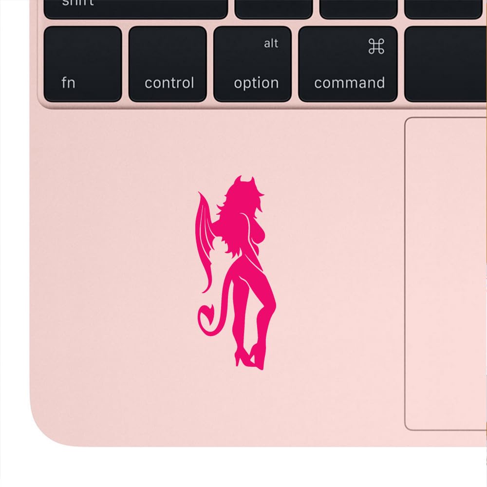 Premium Waterproof Vinyl Decal Stickers Set of 2 - Sexy Devil Girl Design for Laptop, Phone, Helmet, Car, Mug & Wall Decor | Cute Pink Aesthetic Stickers for Teens Room, Water Bottle, Skateboard & DIY Projects