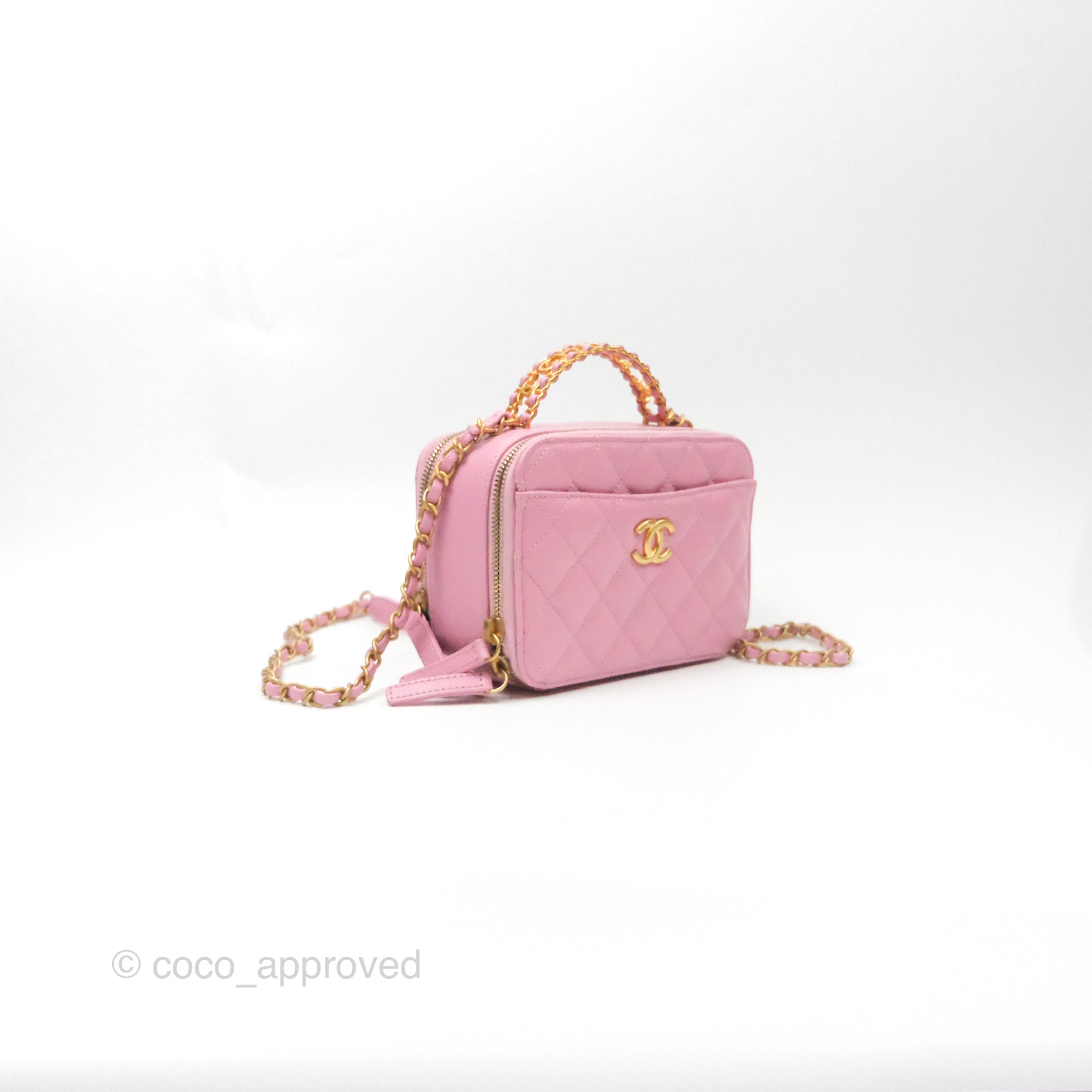 Chanel Caviar Quilted Small Vanity Case Handbag in Light Pink - Luxury Crossbody Bag for Women, Perfect for Date Night & Special Occasions