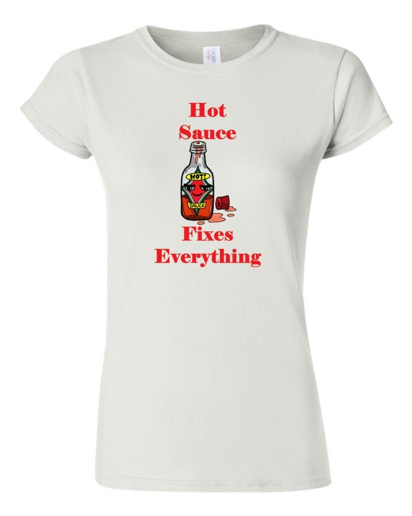 Junior Hot Sauce Fixes Everything Funny Novelty T-Shirt - Cool Graphic Tee for Hot Sauce Lovers | Perfect Gift for Spicy Food Enthusiasts & BBQ Parties