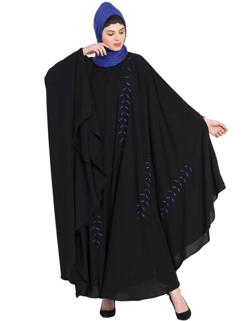 Handmade Iranian Arabic Kaftan - Black & Blue Traditional Embroidered Dress for Women | Perfect for Weddings, Parties & Special Occasions