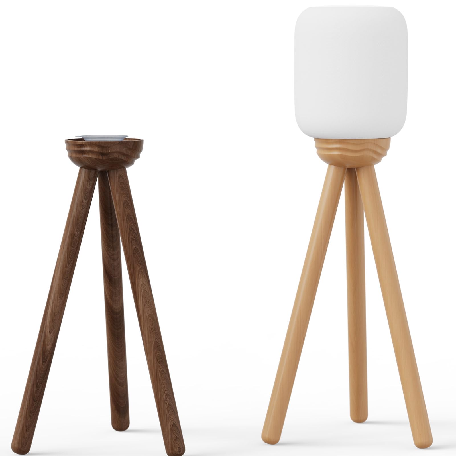 Premium Wooden Speaker Stands for HomePod 2 - Solid Walnut & Beech Tripod Floor Holder | Perfect for Living Room, Home Theater & Music Studio Setup