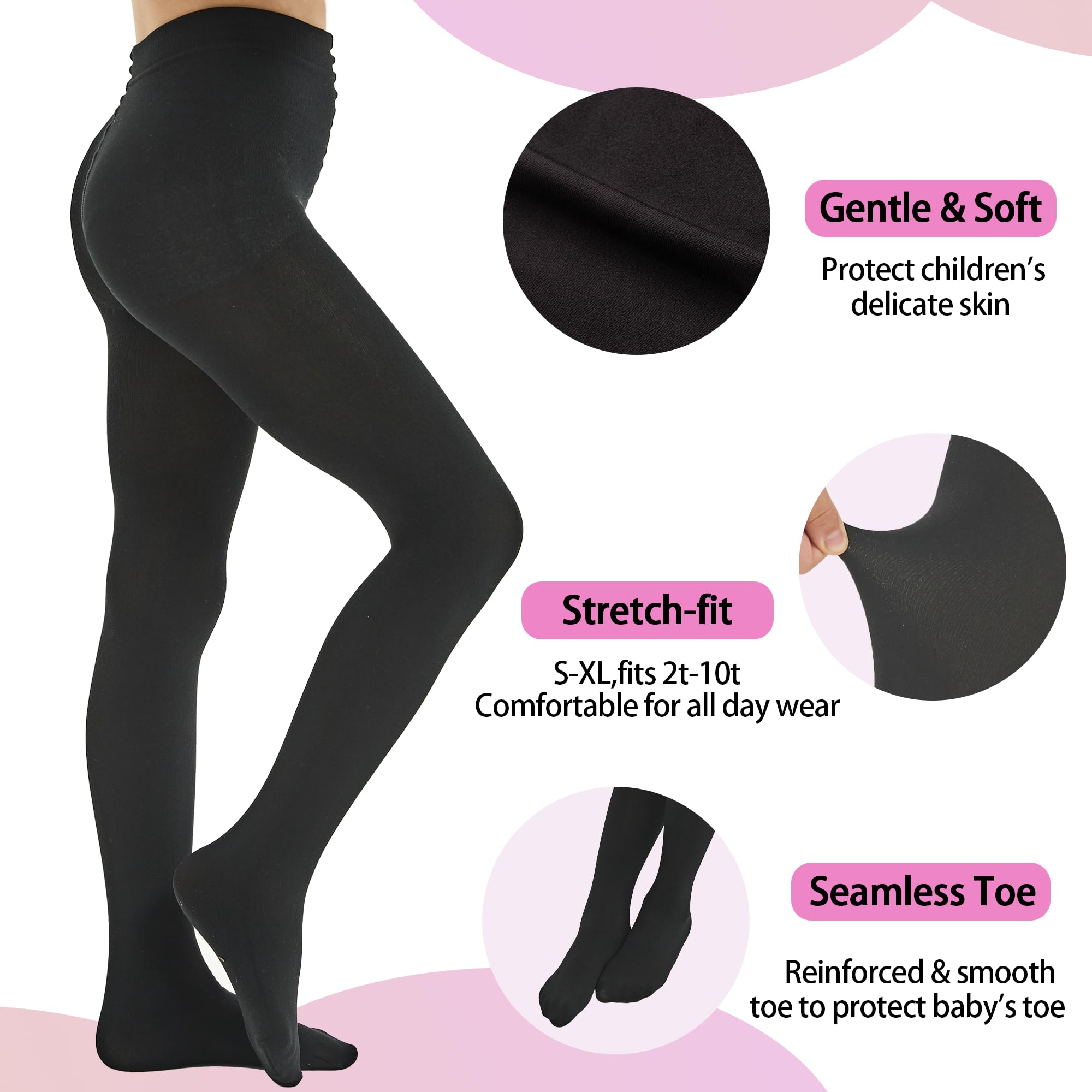 MANZI Girls Fleece Lined Winter Tights 400 Denier - Warm Thermal Footed Stockings, Thick Opaque Leggings for Toddlers & Kids - Perfect for Cold Weather, School, Playdates & Outdoor Activities
