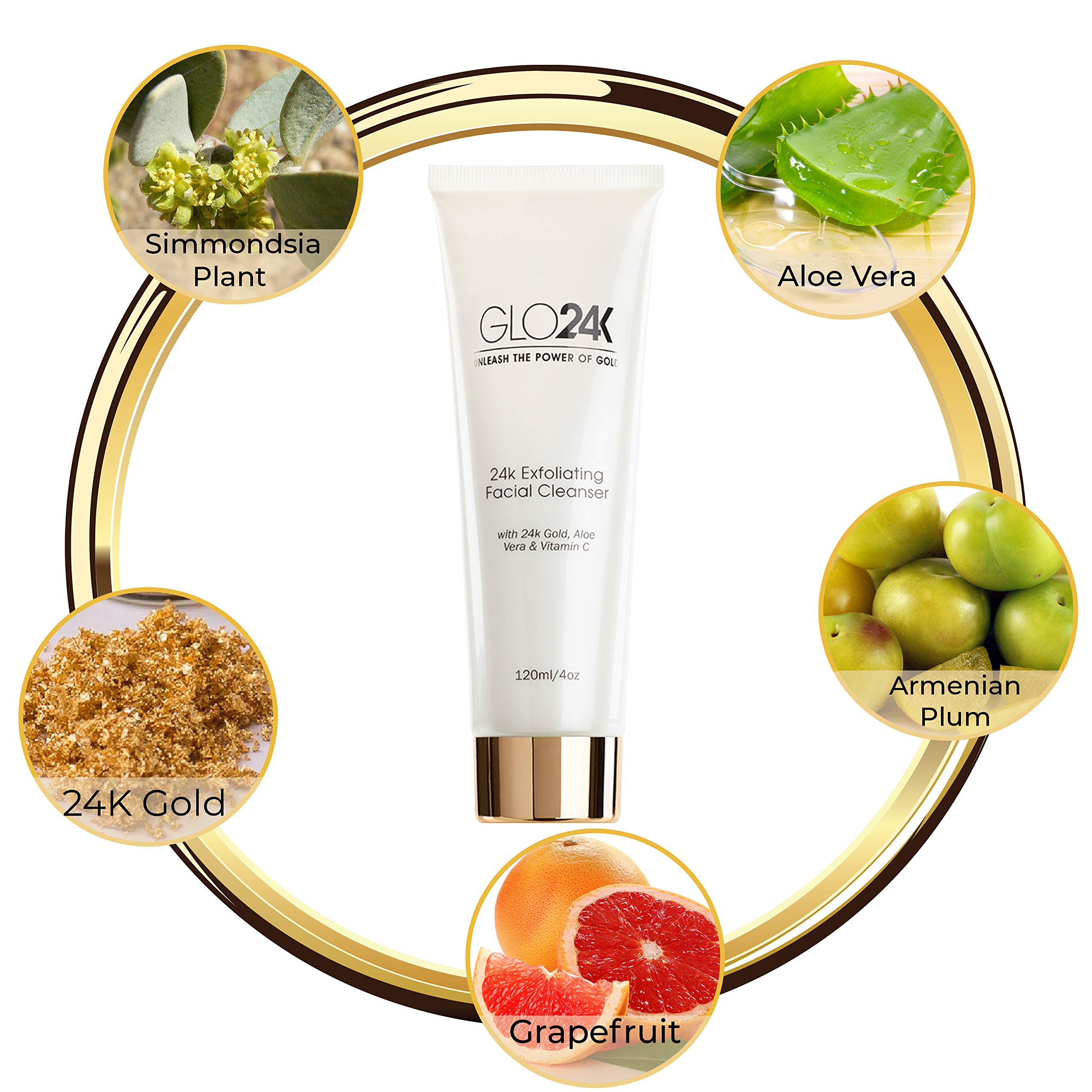 24K Gold Facial Cleanser & Day Cream with Collagen, Vitamins A C E - Anti-Aging, Brightening & Hydrating Skincare Set for Glowing Complexion | Perfect for Daily Routine & Special Occasion Prep