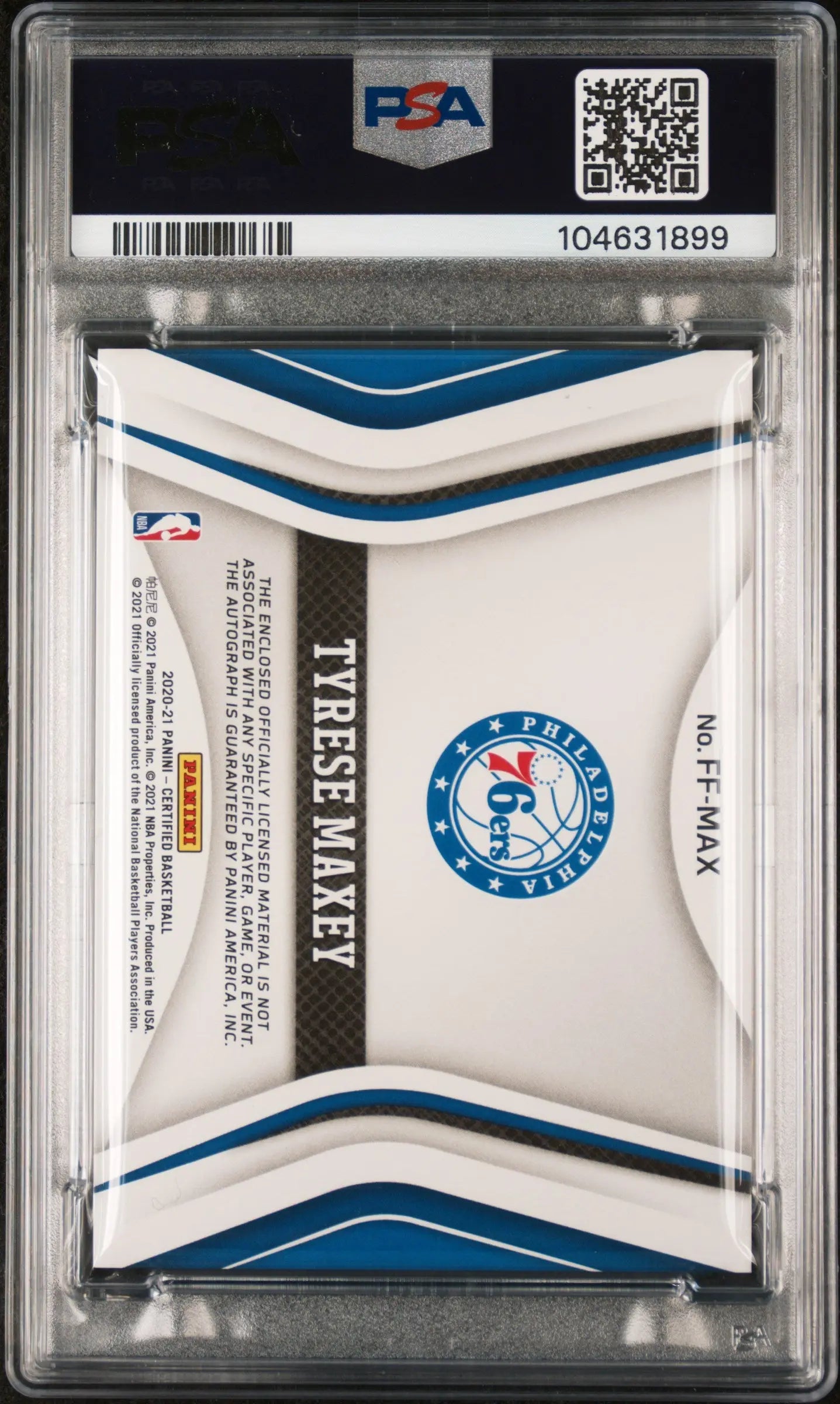 2020 Panini Certified Freshman Fabric Signatures Blue Tyrese Maxey Rookie Card PSA 10 Gem Mint /49 - Basketball Collectible for Display & Investment