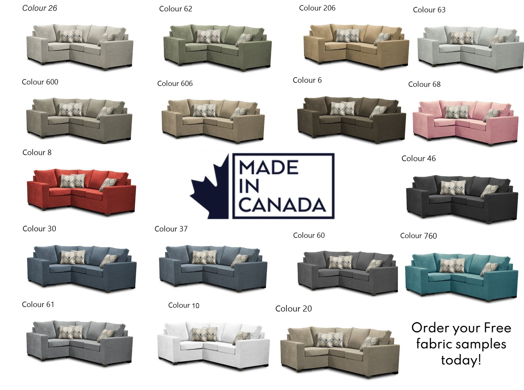 Premium Canadian Made 2-Piece Sectional Sofa with LHF/RHF Configurations & 17 Color Choices - Perfect for Living Room, Family Room & Home Theater Seating