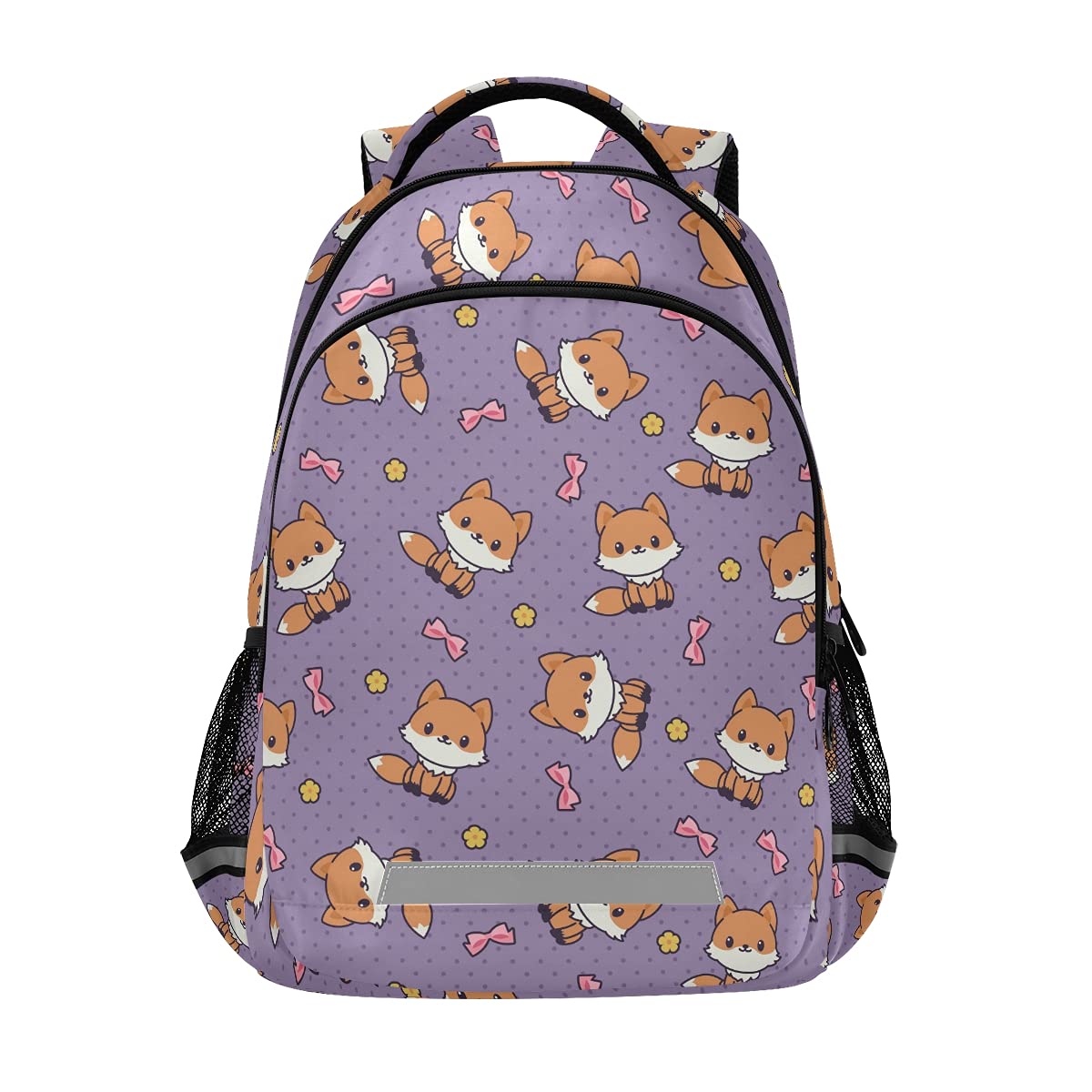 Cute Cartoon Fox Laptop Backpack with Chest Strap - Lightweight School & Travel Hiking Backpack for Boys & Girls - Durable Rucksack for Daily Use, College, Outdoor Adventures & Commuting