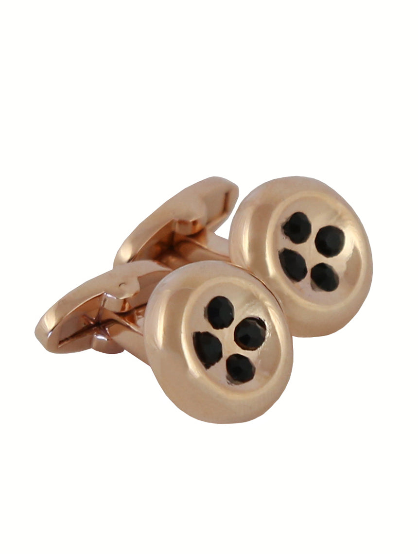 DÉCLIC Rose Gold Crystal Cufflinks for Men - Elegant Dress Shirt Accessories for Weddings, Business & Formal Events