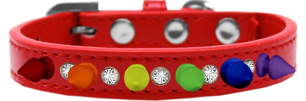 Rainbow Spiked Dog Collar with Crystals for Pets - Fashion & Safety