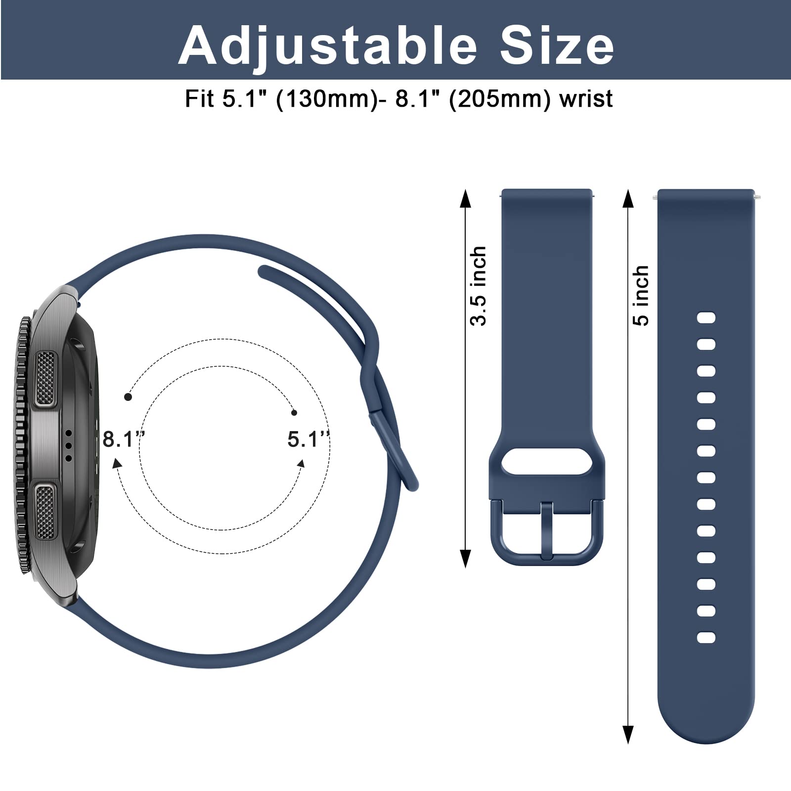 3 Pack 22mm Soft TPU Sport Replacement Bands for Samsung Gear S3 Frontier/Classic - Comfortable & Durable Watch Straps for Men & Women - Perfect for Running, Workouts & Everyday Wear