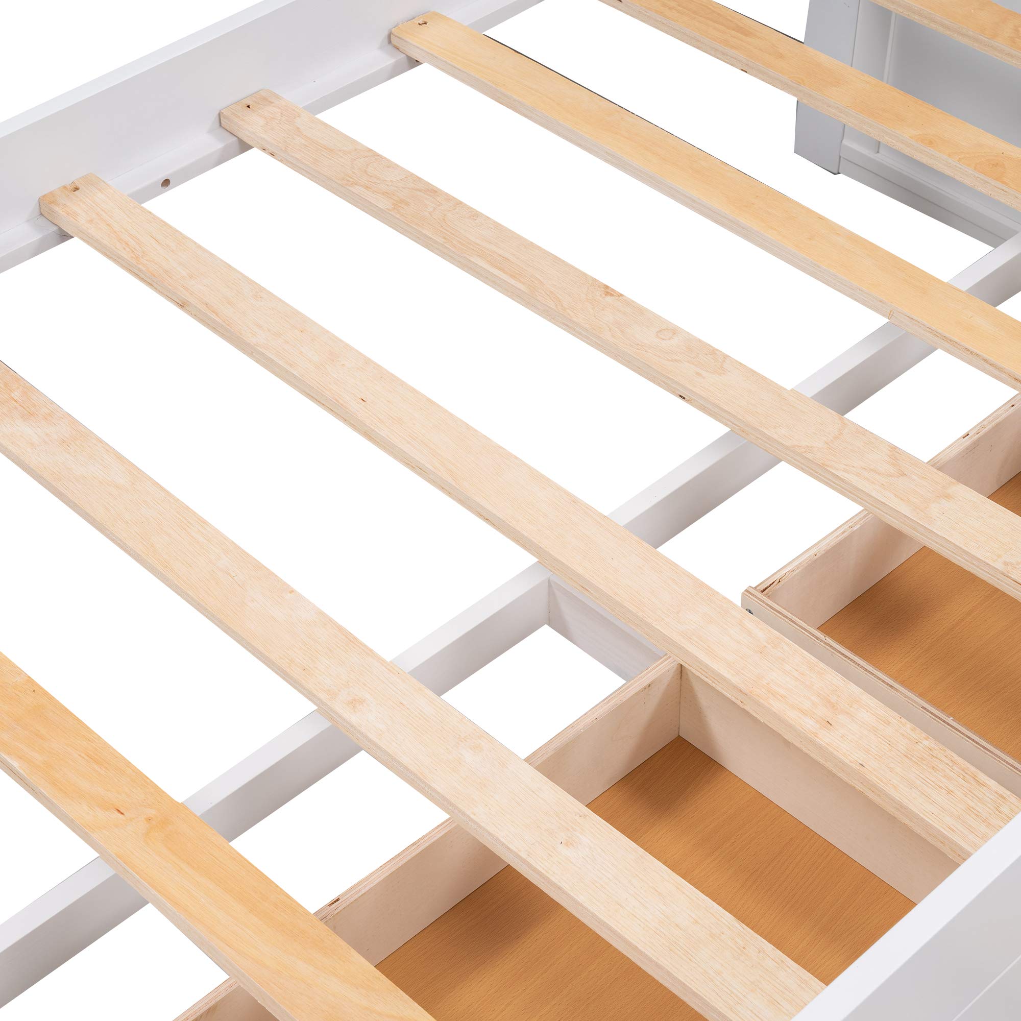 Modern Twin Size Daybed with 2 Drawers & Trundle - Solid Wood Platform Storage Bed Frame with Slat Support - No Box Spring Needed - Perfect for Kids, Teens & Adults (White+2) - Ideal for Guest Rooms, Dorm Rooms & Small Spaces