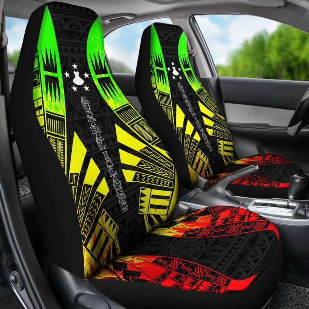 Premium Austral Islands Car Seat Covers with Polynesian Tattoo & Reggae Design - Durable & Stylish Protection for Cars, Trucks & SUVs - Perfect for Travel, Commuting & Tropical-Themed Vehicle Decor