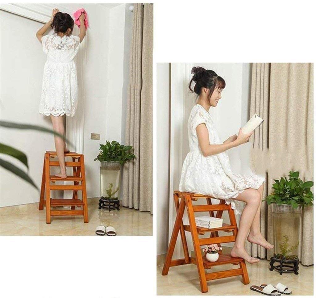 Foldable Wooden Step Stool for Kitchen, Office & Library - Lightweight Ladder Stool with Non-Slip Feet for Indoor Climbing, Organizing & Reaching High Shelves