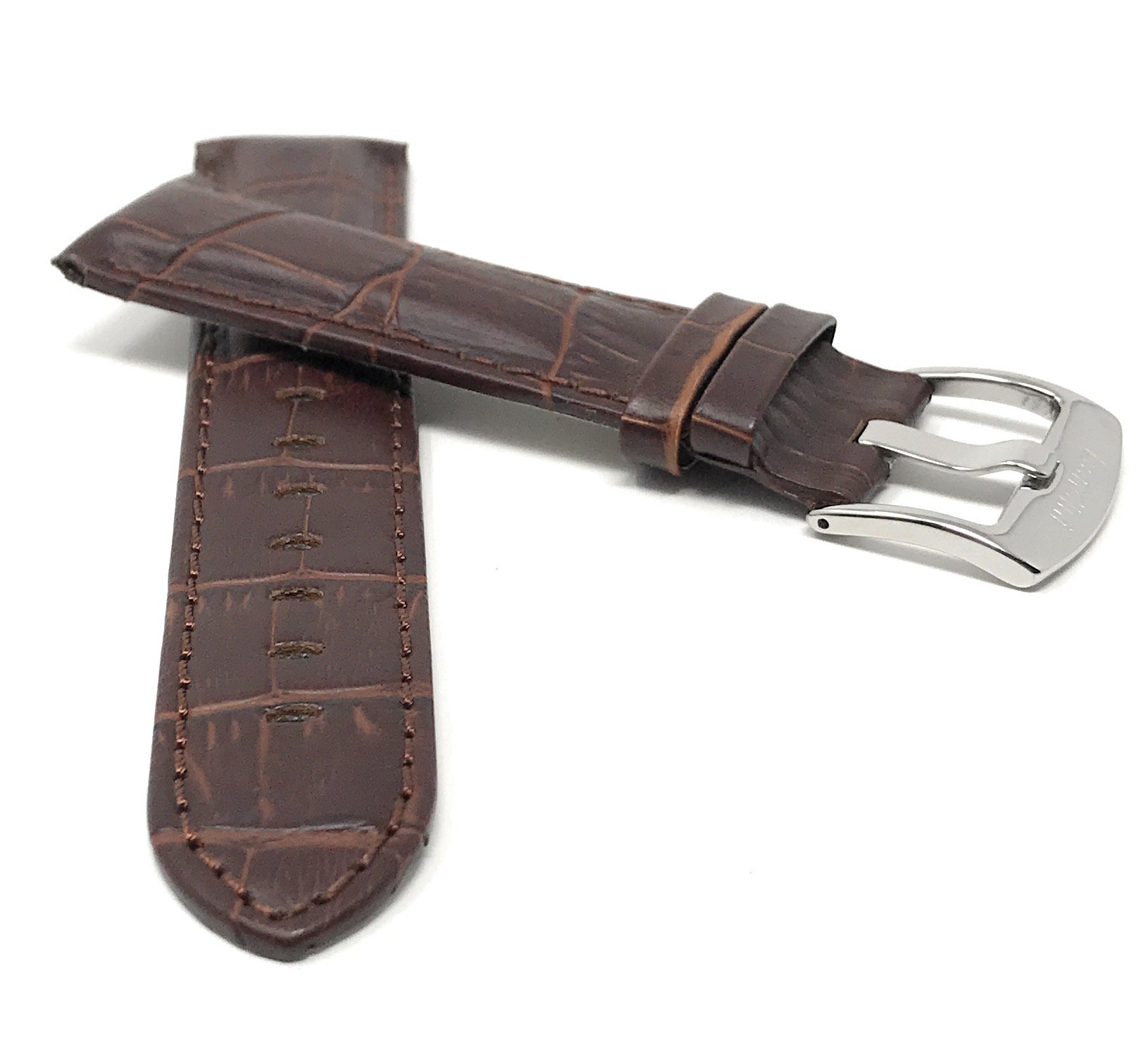 20mm Alligator Leather Watch Band for Men - Brown Strap Replacement for Classic & Smart Watches - Perfect for Office & Casual Wear