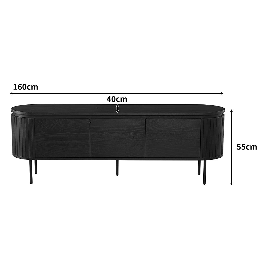 Kaidan 160cm Black TV Stand Entertainment Center - Modern Media Console for Living Room, Bedroom & Home Theater Setup