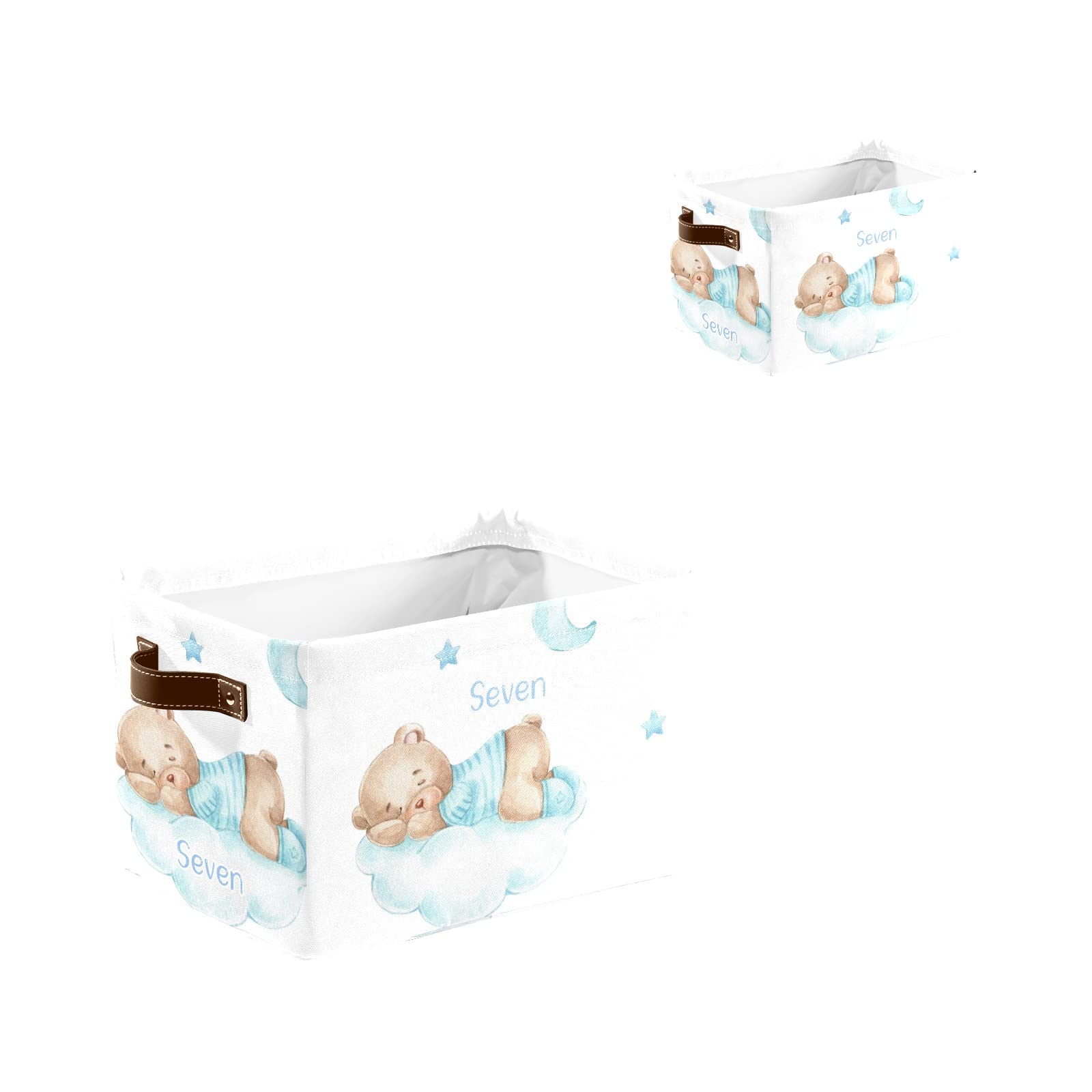 Personalized Teddy Bear Storage Bins - 4 Pack Custom Organizer Baskets with Handles for Nursery, Toys & Clothes | Perfect for Kids' Room Organization & Home Decor