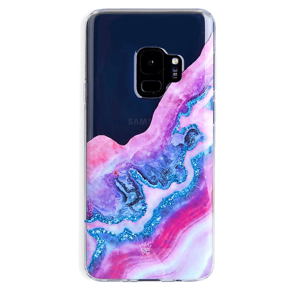 Sparkling Geode Glitter Clear Phone Case for Samsung Galaxy S21/S20/Note 20 - Shatterproof Protective Cover with Crystal Design for Everyday Style & Protection