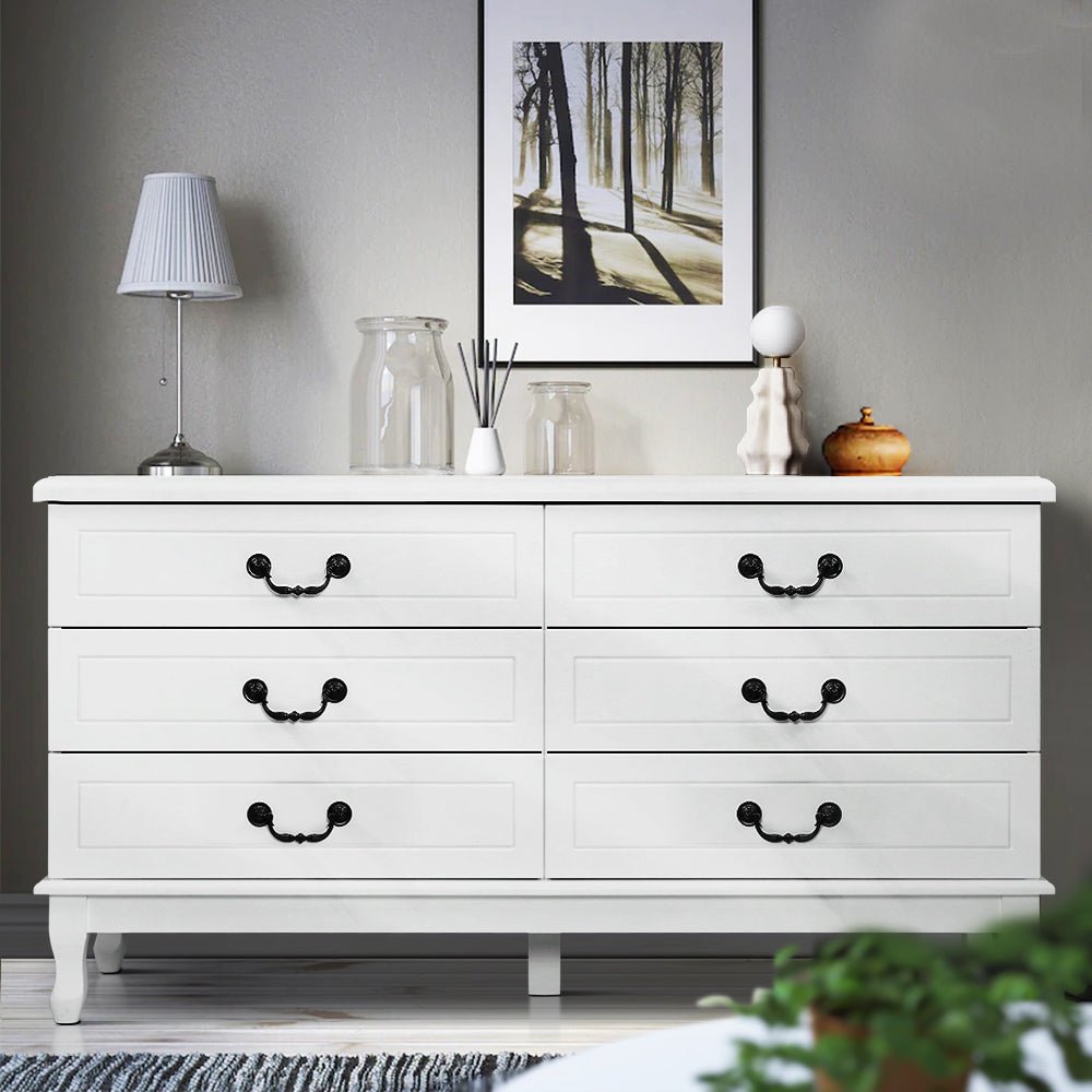White KUBI 5-Drawer Chest Dresser - Lowboy Storage Cabinet for Bedroom, Living Room & Office - Compact & Stylish Furniture for Small Spaces