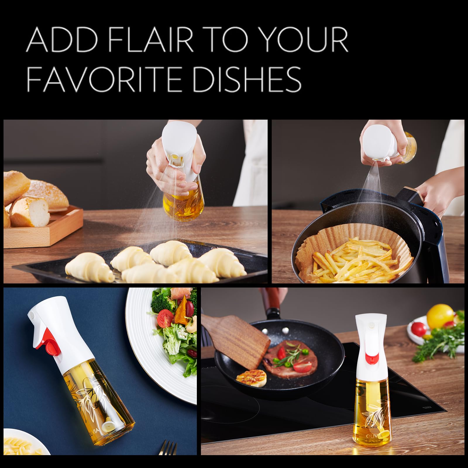 Premium 200ml Glass Olive Oil Sprayer for Cooking - Continuous Mist Oil Dispenser with Portion Control - Perfect for Air Fryer, Salad, BBQ & Healthy Cooking (Golden Leaves Design) - Ideal for Kitchen, Baking & Meal Prep