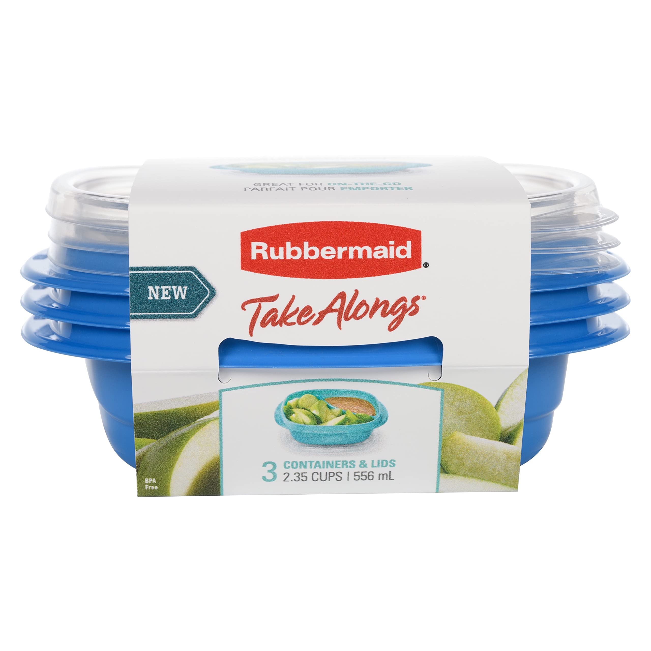 Rubbermaid 2115745 TakeAlongs 3-Piece Food Storage Containers Set with Lids - 2.35 Cup Capacity - Perfect for Snacks, Lunches, Meal Prep & On-the-Go Storage