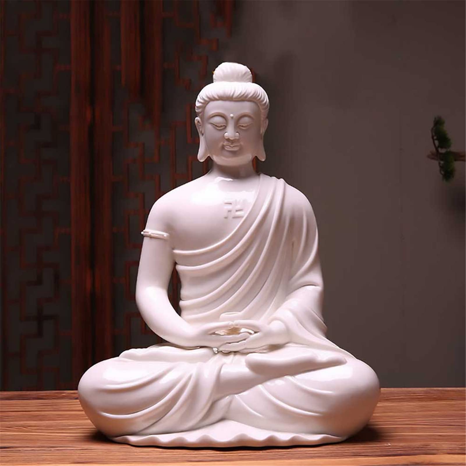 JYHCD White Ceramic Sakyamuni Buddha Statue - Meditation Yoga Zen Sculpture for Home, Office & Garden Decor - Perfect for Meditation Spaces, Yoga Studios & Spiritual Gifts