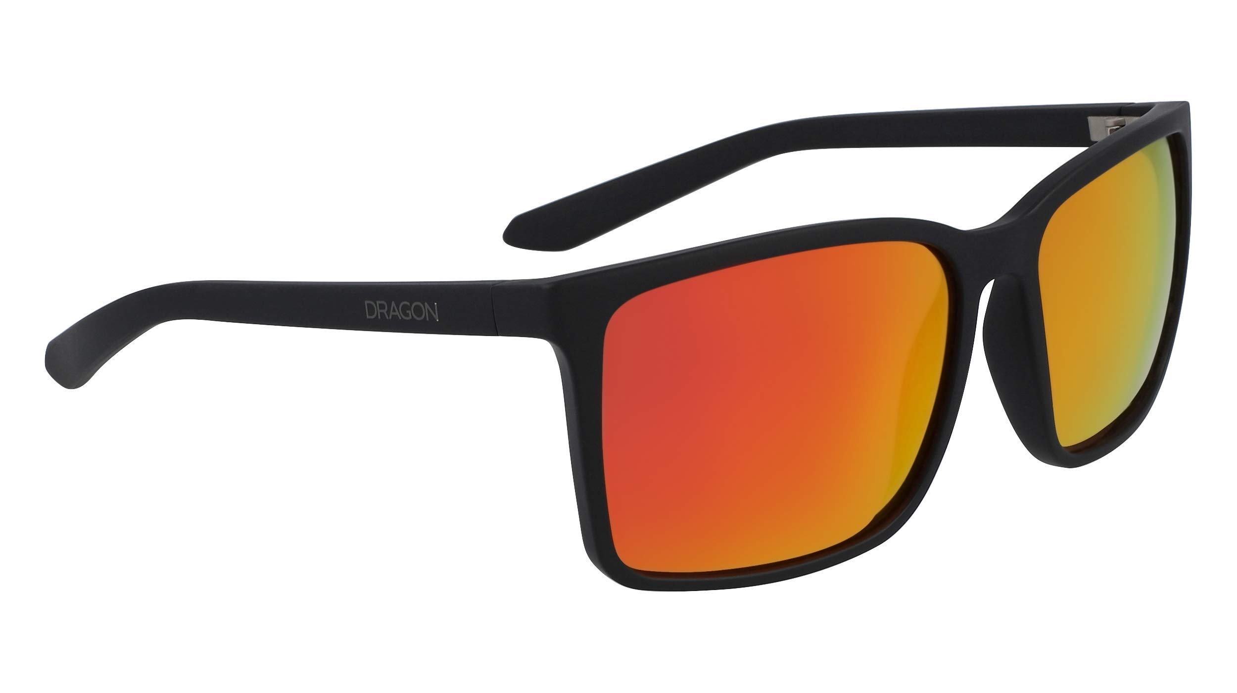 Dragon Men's Montage Square Sunglasses - Matte Black/Orange Ion Polarized Lenses - 60mm UV Protection - Stylish Outdoor, Driving & Fashion Accessory