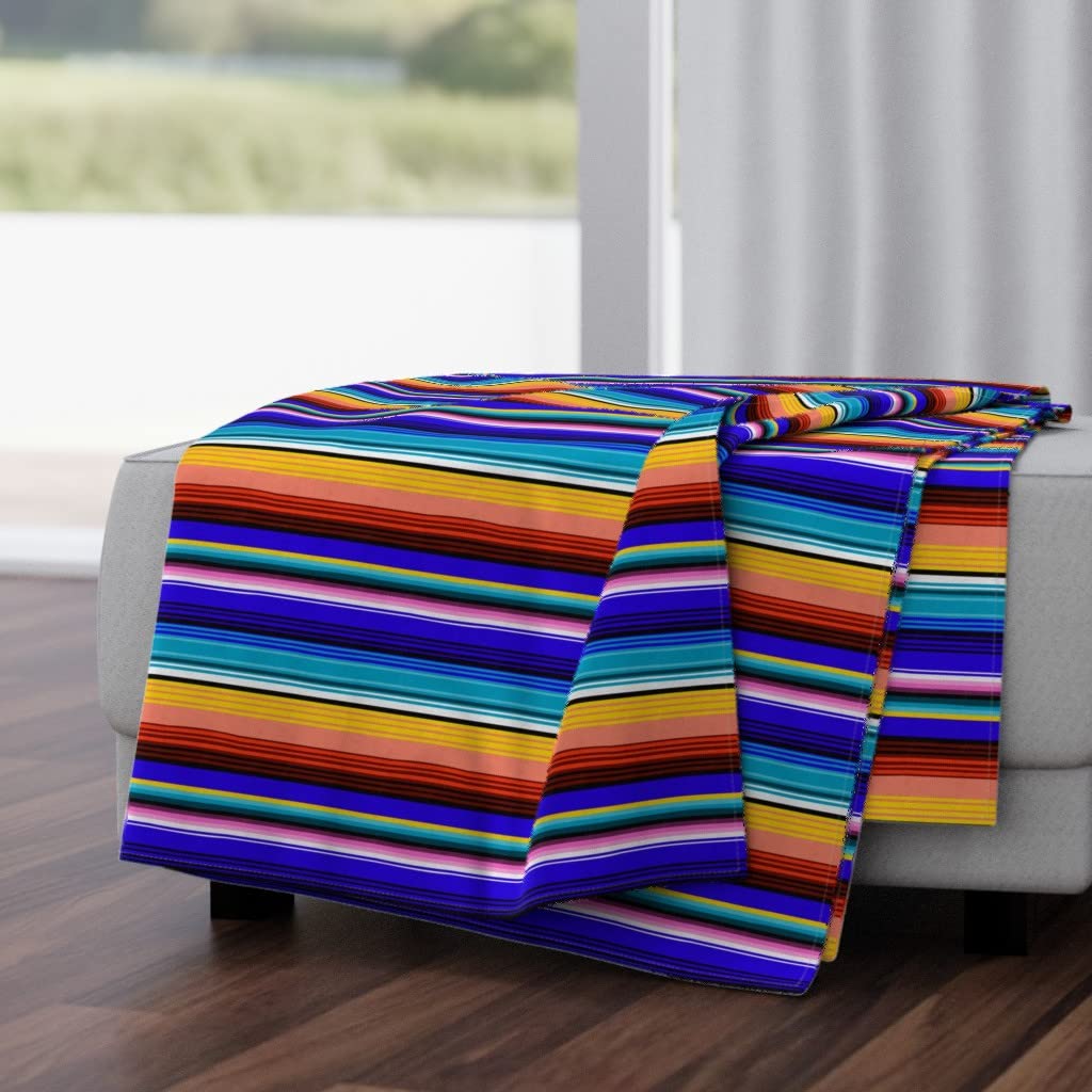 Soft Plush Minky Throw Blanket 50x70 Inches - Mexican Folk Art Striped Design | Cozy Home Decor for Bed, Sofa & Travel