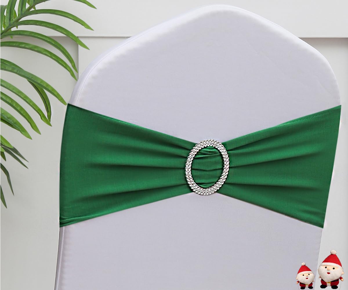 Stretch Spandex Chair Sashes - 100pc Dark Green for Wedding & Party Decor