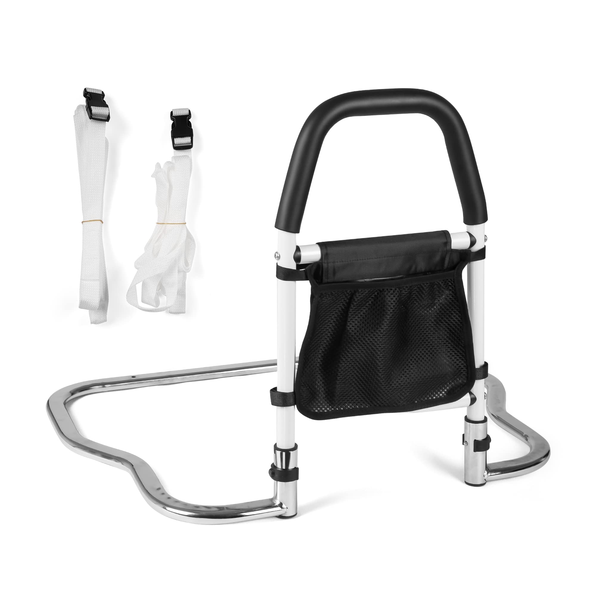 LUCKYERMORE Bed Assist Rails for Elderly - Safety Handles with Organizer Pouch & Anchor Straps - Fall Prevention for Seniors - Fits King, Queen, Full & Twin Size Beds - Ideal for Home Care, Hospital Use, and Mobility Assistance