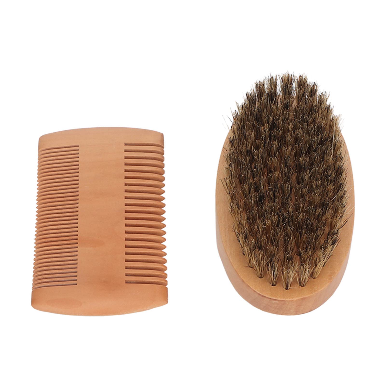 Premium Wooden Beard Comb & Soft Bristle Brush Grooming Kit for Men - Portable Travel Set with Storage Bag for Home, Office & Outdoor Use