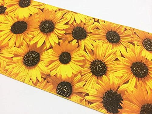 Sunflower Print Cotton Table Runner - 12x144 Inches - Kids Nursery, Bedroom, Party & Event Decor - Perfect for Weddings, Baby Showers & Home Decor