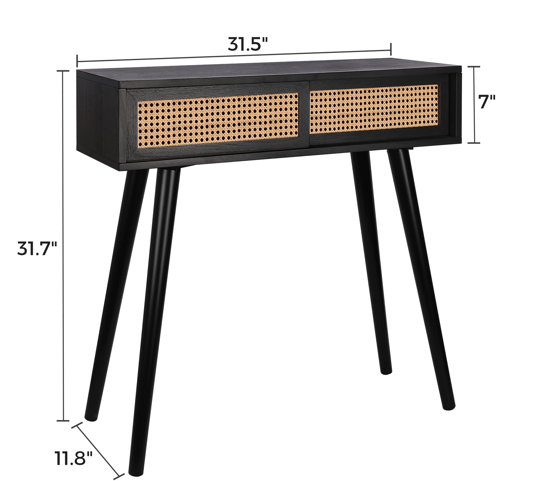 Modern Black Rattan Console Table - 31