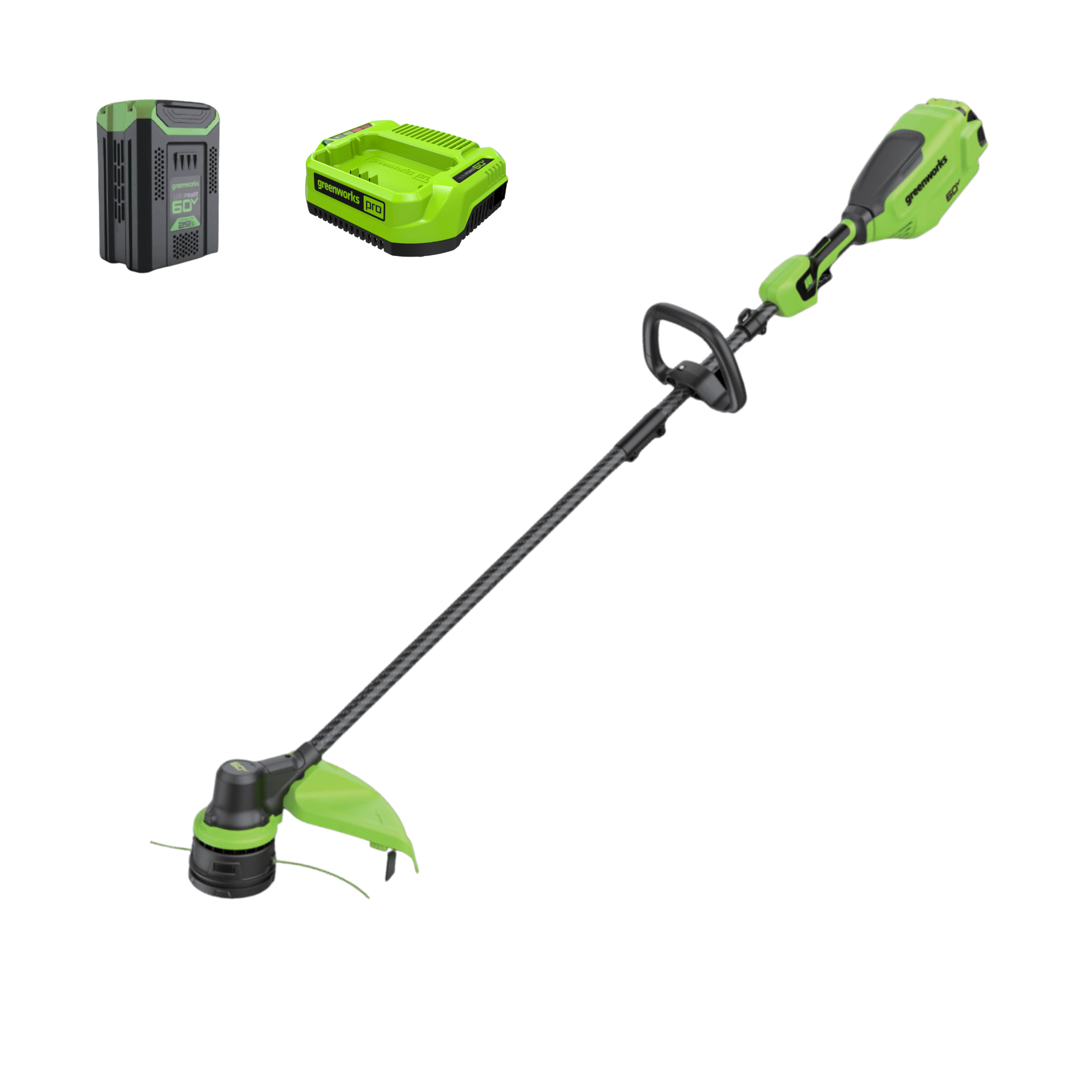 60V 16-Inch Carbon Fiber Cordless Battery String Trimmer with 2.5Ah Battery & 3A Fast Charger - Lightweight Weed Eater for Lawn Care, Yard Maintenance, and Landscaping
