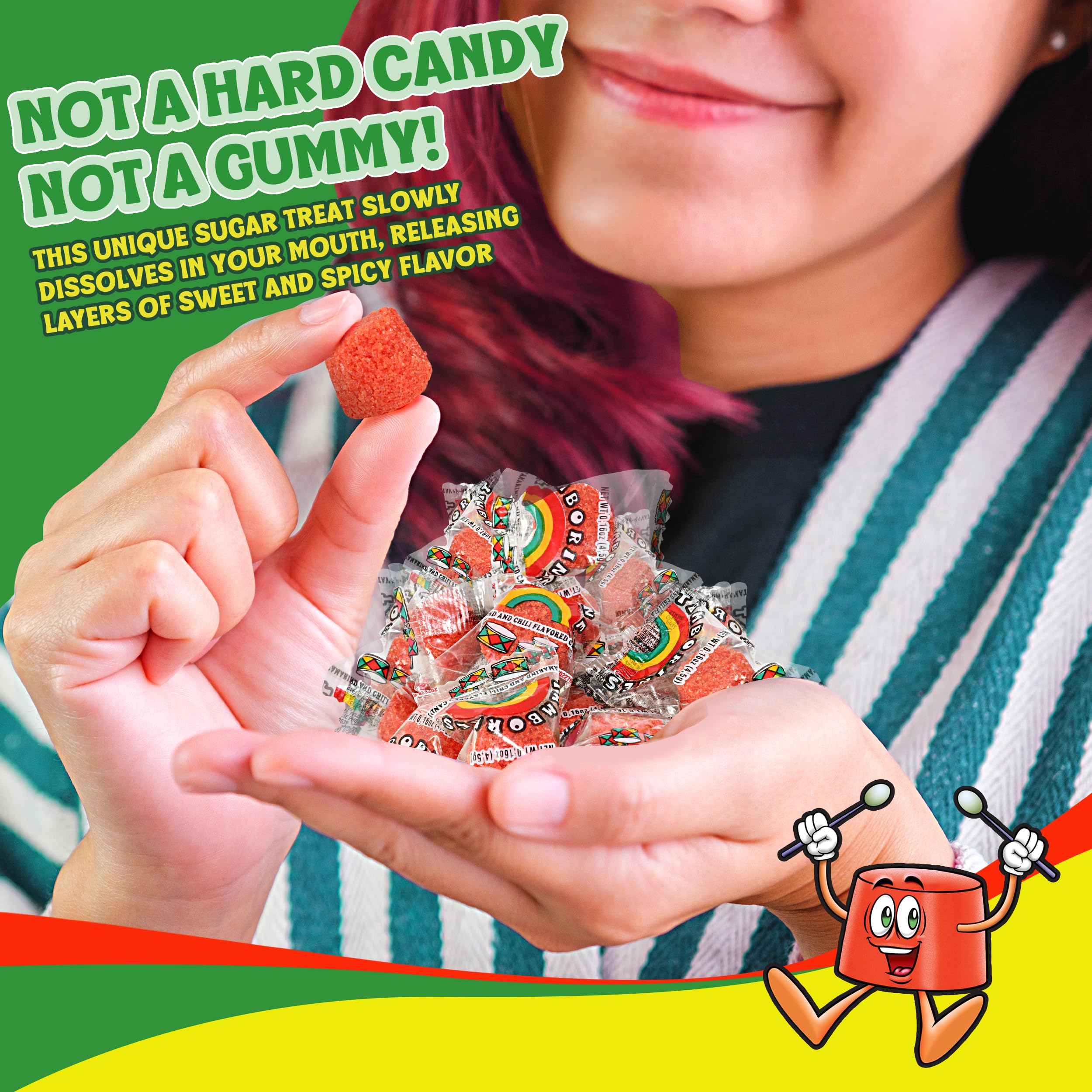 Mexican Hot Candy - Tamborines Enchilados 100 Pieces (15.85 oz) | Spicy Tamarind Treat for Parties, Snacking & Mexican Cuisine