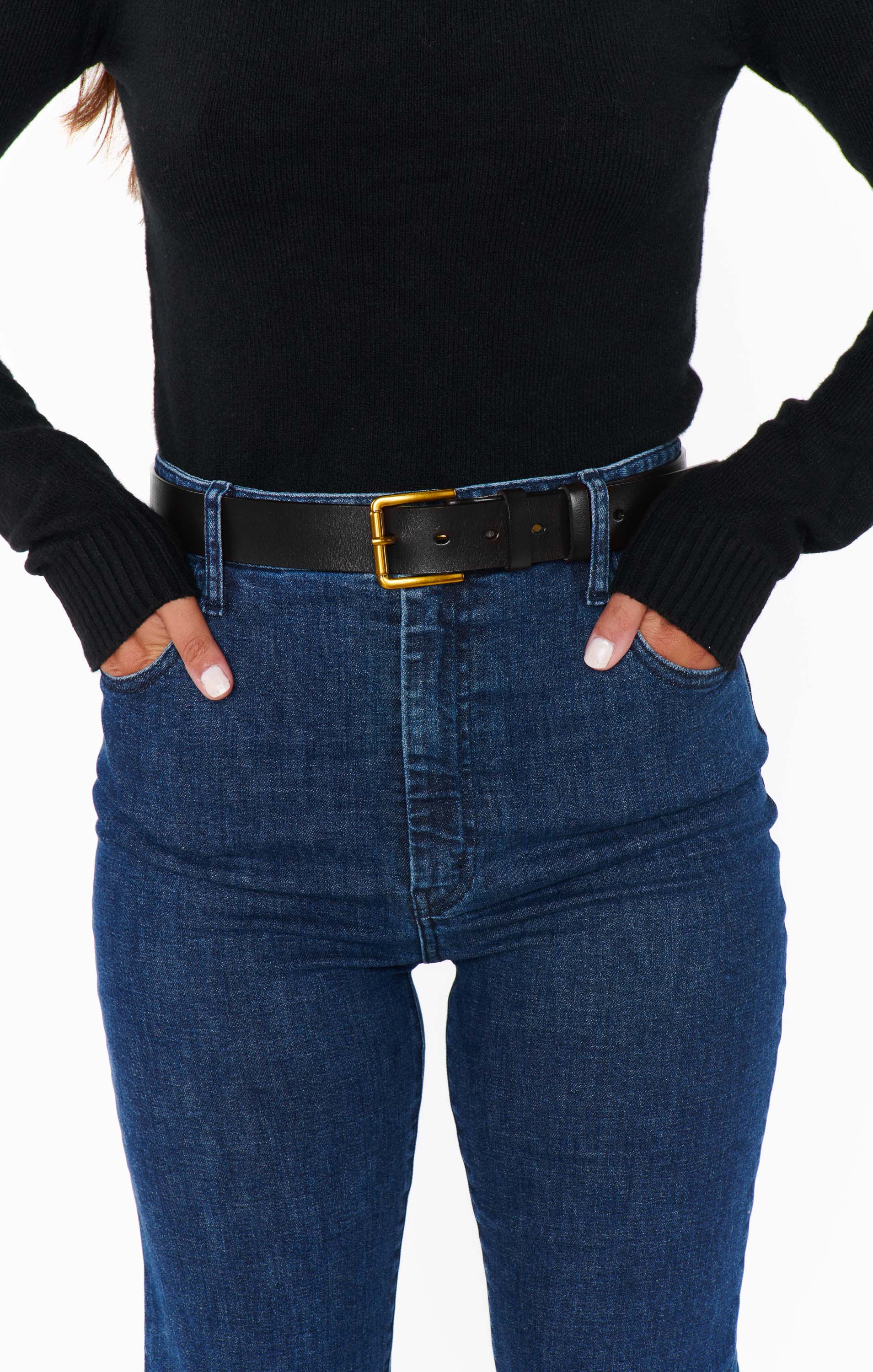 Stylish Jordana Belt for Women - Premium Black Leather Waist Belt - Perfect for Casual, Office & Evening Outfits