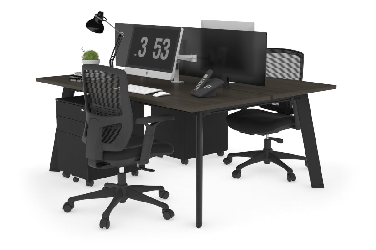 2-Person Workstation with Black Frame - 1200L x 700W Office Desk for Collaborative Workspaces | Perfect for Home Office, Coworking Spaces & Team Projects