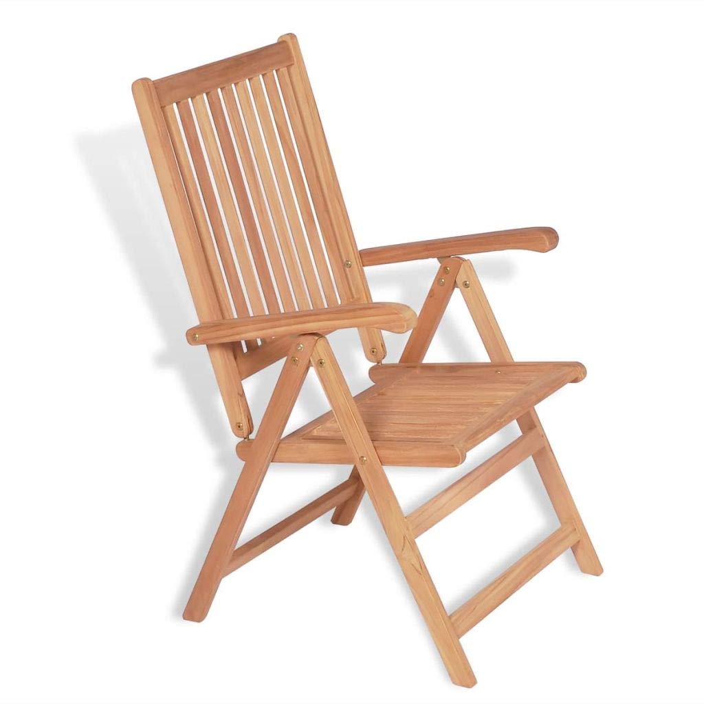 Premium FAMIROSA Reclining Garden Chairs Set of 2 - Solid Teak Wood Outdoor Patio Lounge Chairs for Backyard, Poolside & Beach Relaxation