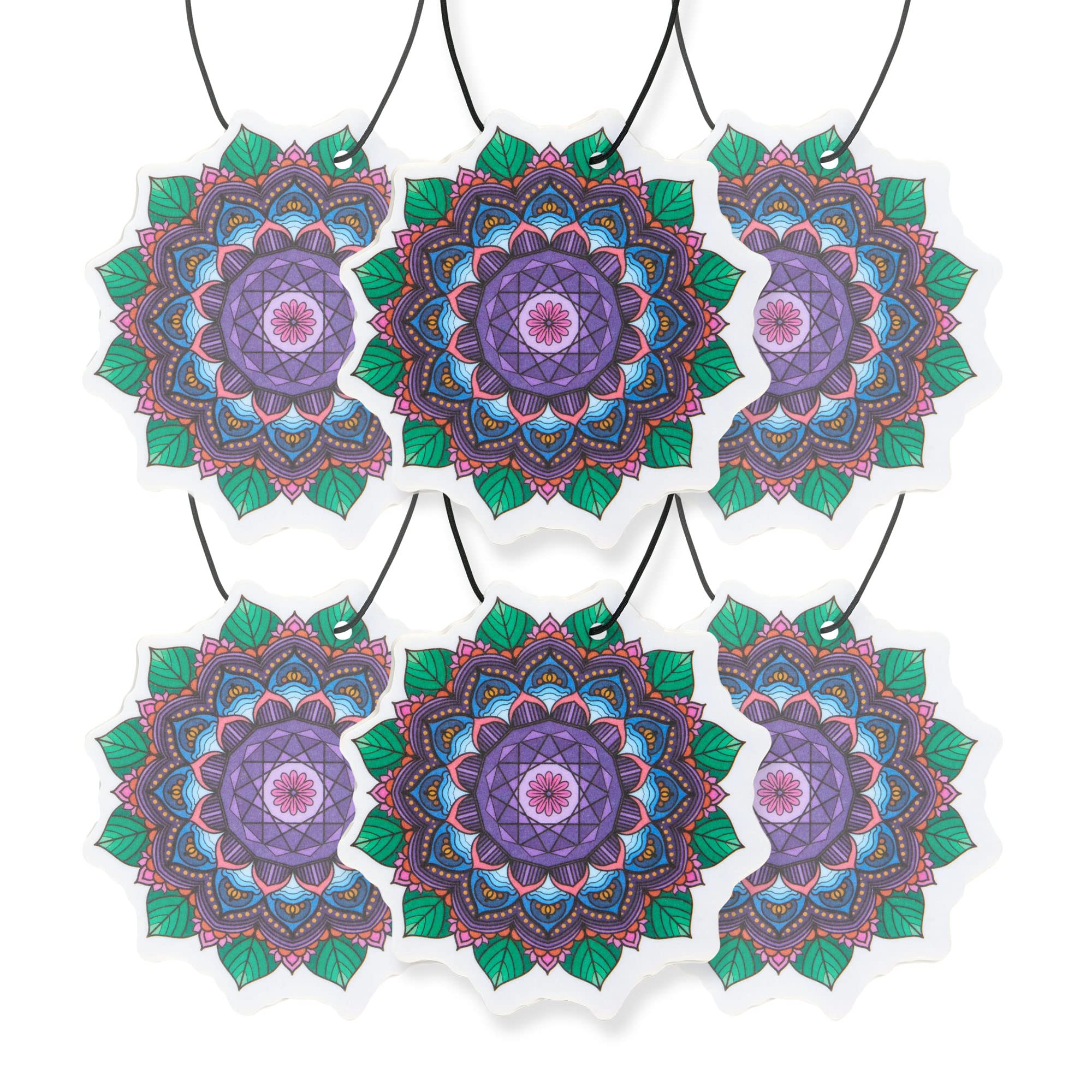 6 Pack Mandala Car Air Freshener with Essential Oils - Natural Scented Fresheners for Car, Home & Office | Fresh Fresheners Brand