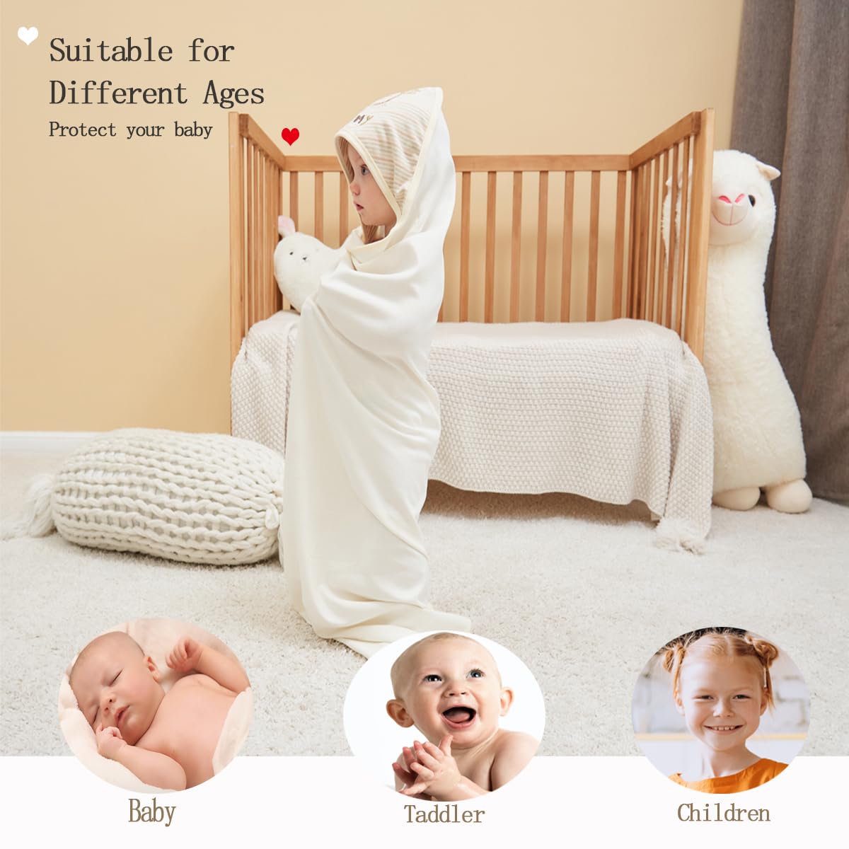 6-Pack Baby Hooded Towel Set - 1 Organic Cotton Hooded Bath Towel & 5 Washcloths for Newborns, Infants & Toddlers | Ultra Soft Unisex Baby Shower Gift (Brown, 30