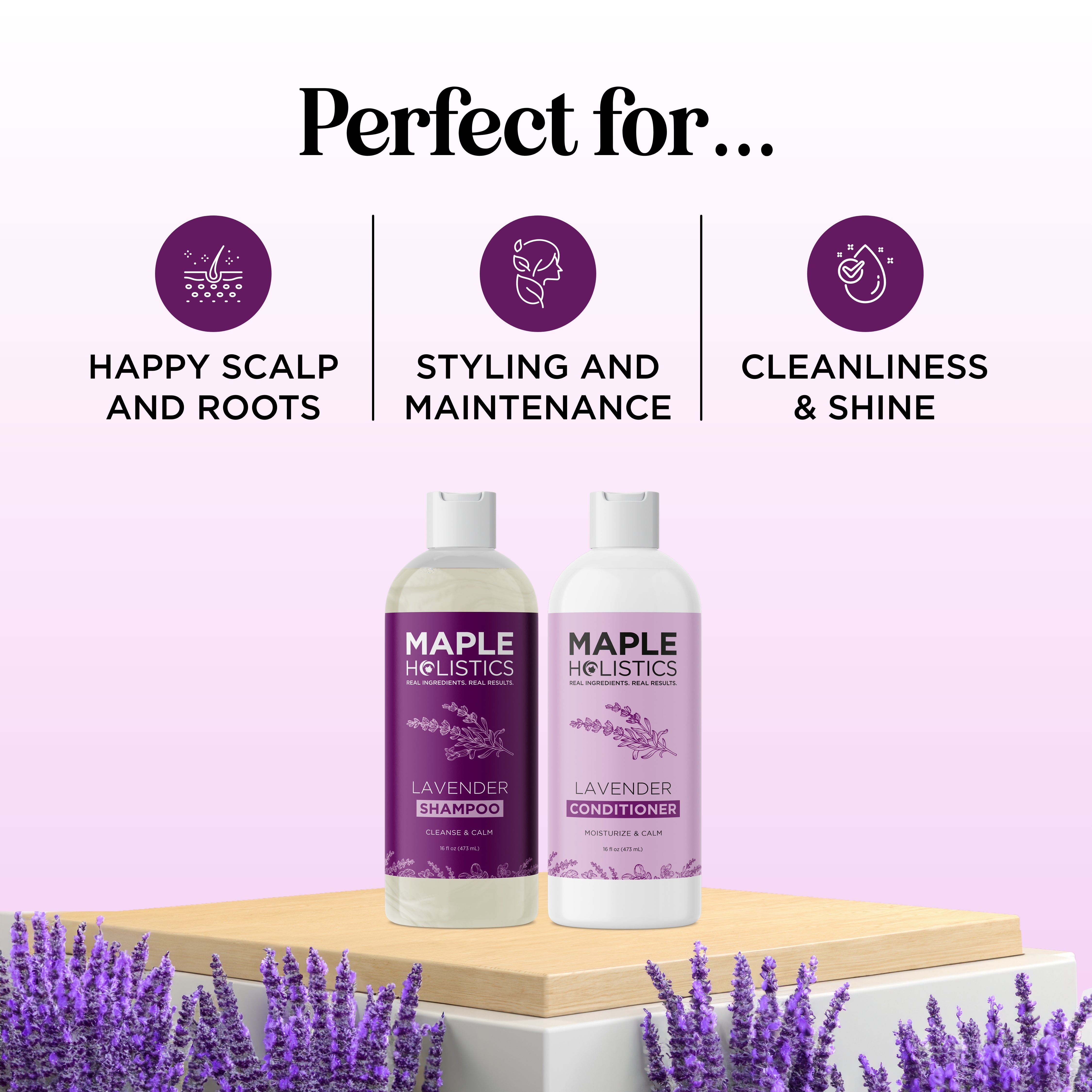 Organic Lavender Shampoo and Conditioner Set for Dry Hair - Sulfate Free, Hydrating & Soothing Hair Care Duo - Perfect for Relaxing Bath & Stress Relief
