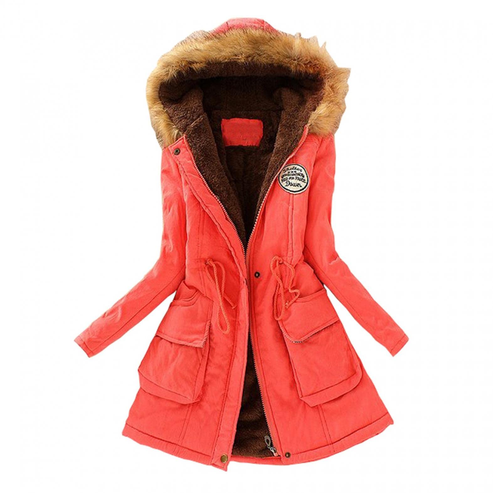 Women's Fleece-Lined Hooded Plush Parka Coat - Warm Winter Thick Faux Fur Jacket for Women | Outdoor Activities, Casual Wear & Cold Weather Protection