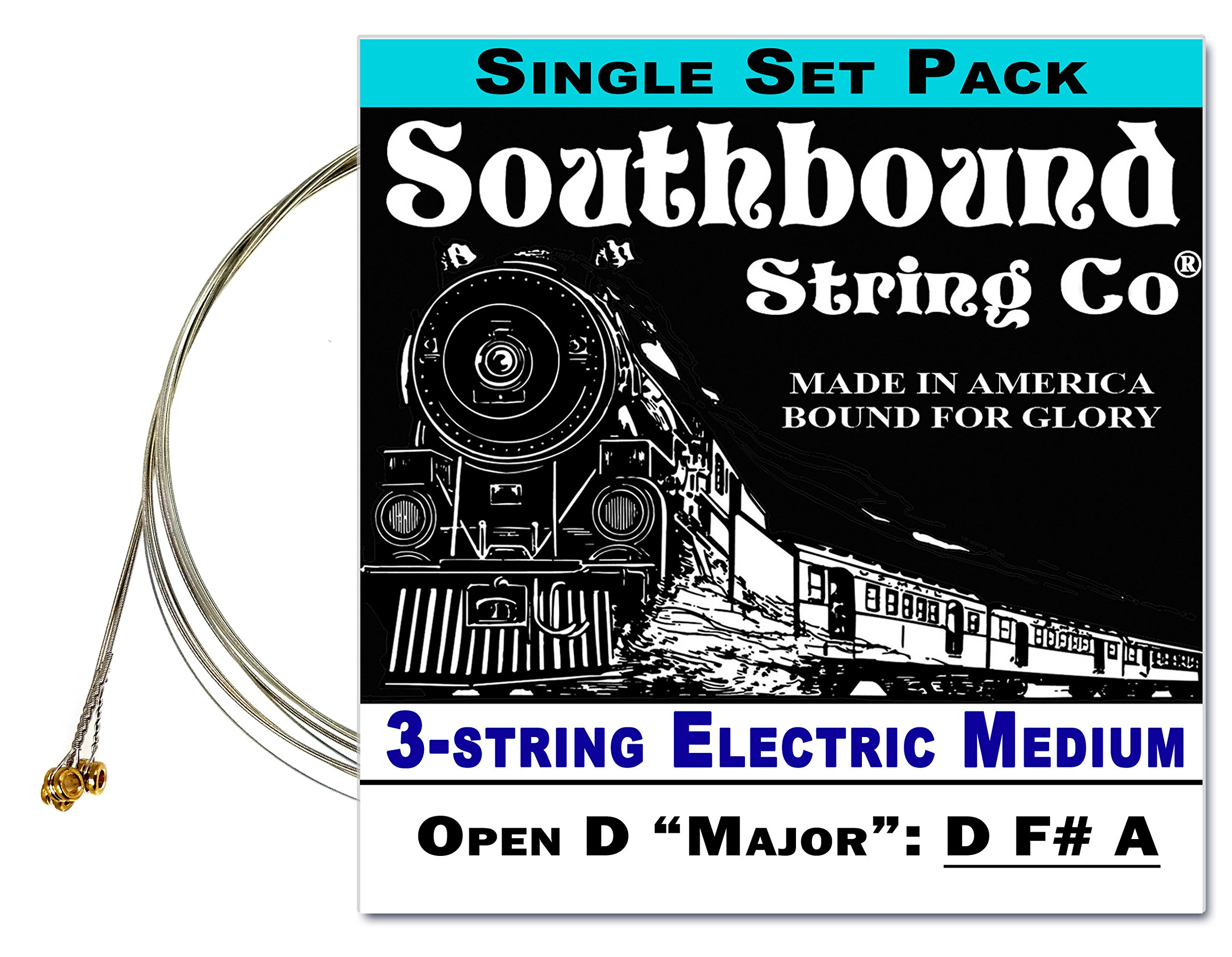 Electric Medium 3-String Cigar Box Guitar Strings Set - Open D Tuning (D F# A) - Perfect for Blues, Folk & Slide Guitar Playing