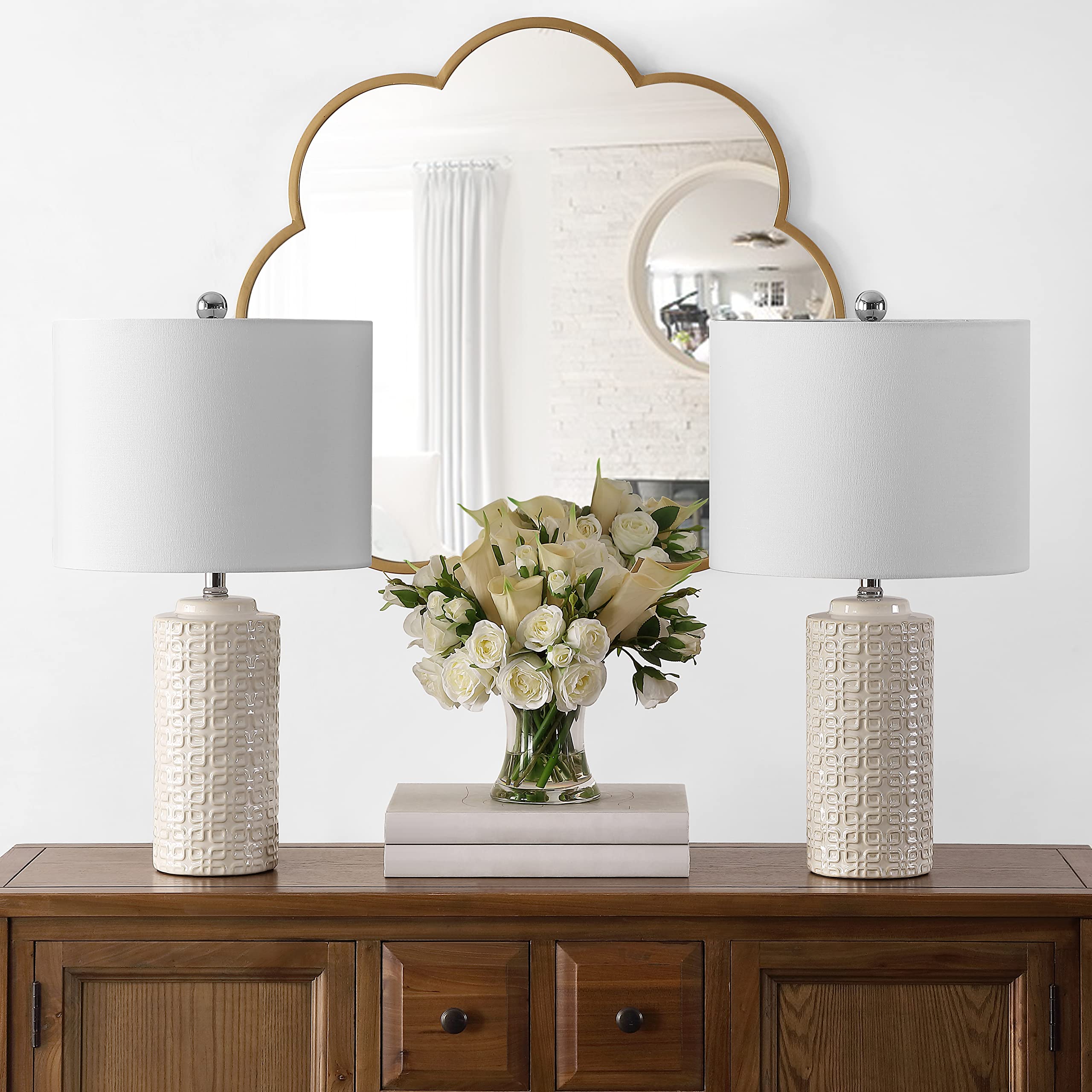 SAFAVIEH Artef Modern Ivory Ceramic Table Lamp Set of 2 - 24