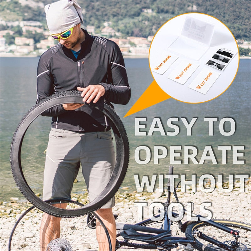 3Pcs Glueless Bike Tire Repair Kit - MTB & Road Bike Tubeless Tire Puncture Repair Set with Fast Tyre Patches for Cycling, Biking & Emergency Roadside Repairs