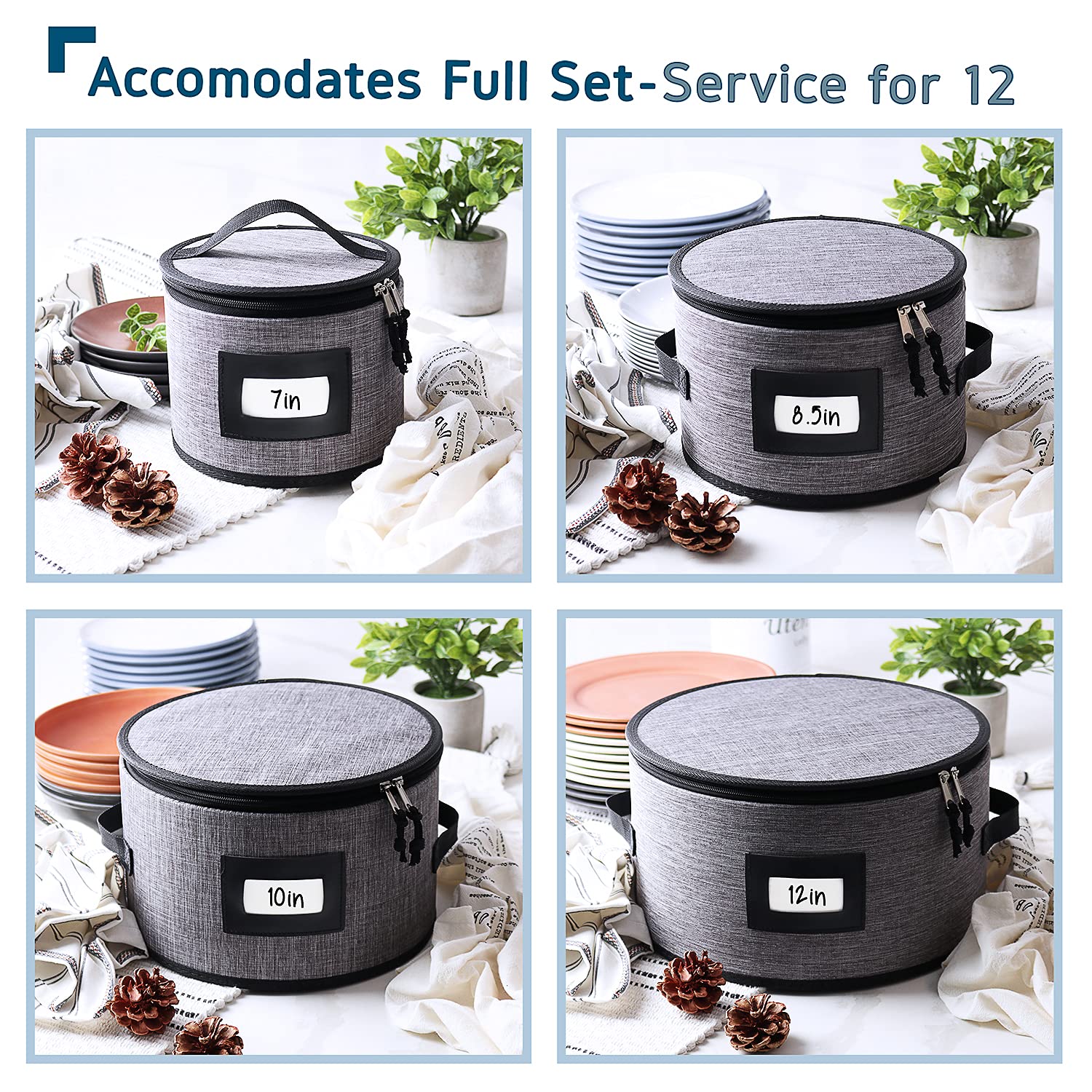 Premium 5-Piece Fine China Storage Set – Hard Shell Stackable Dish Organizer with Dividers for Mugs, Plates & Bowls | Ideal for Moving, Seasonal Storage & Kitchen Organization