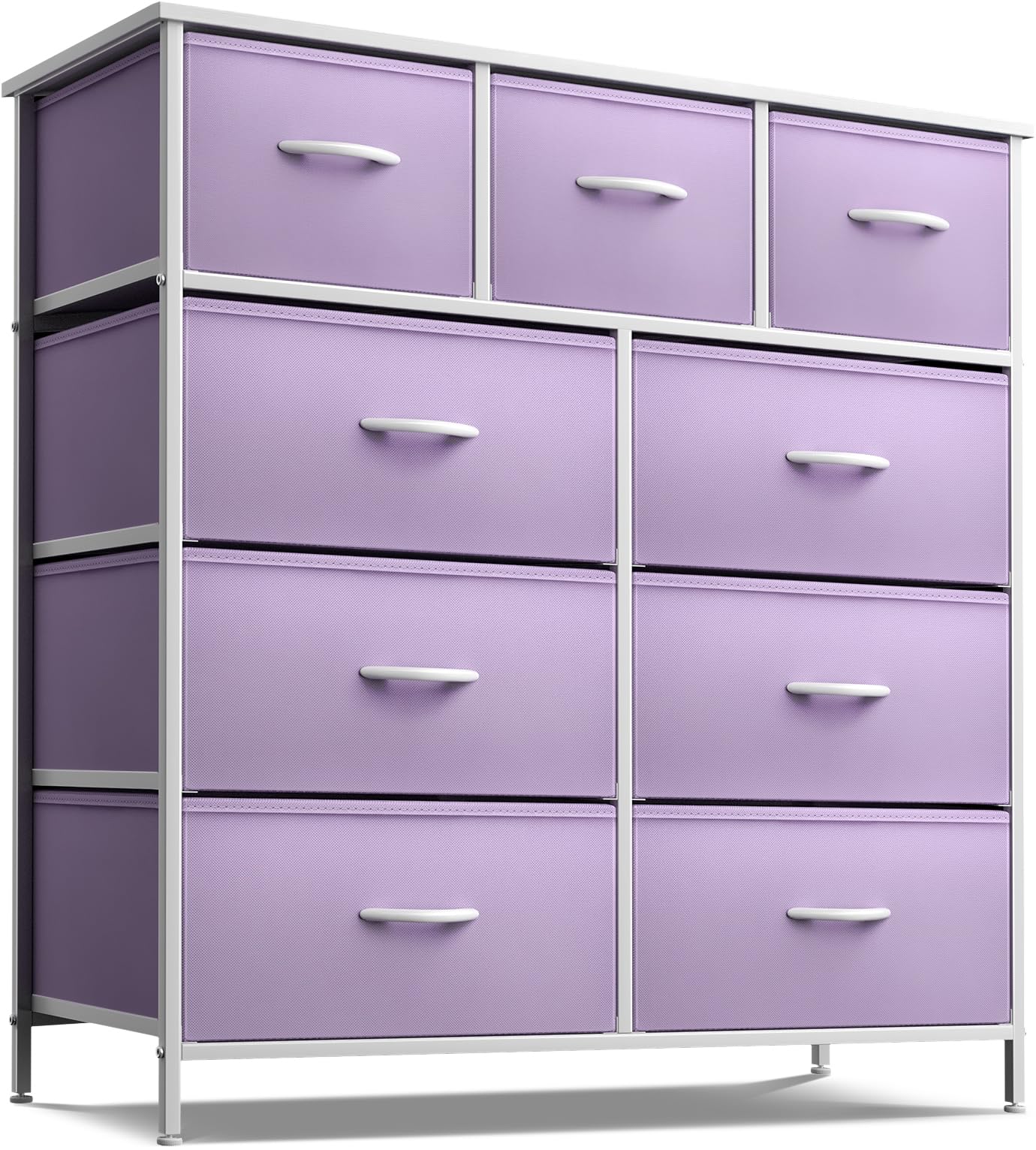 Sorbus 9-Drawer Kids Dresser with Steel Frame & Wood Top - Purple Fabric Storage Chest for Bedroom, Closet, Office Organization - Perfect for Kids' Room, Nursery, and Dormitory Storage Solutions