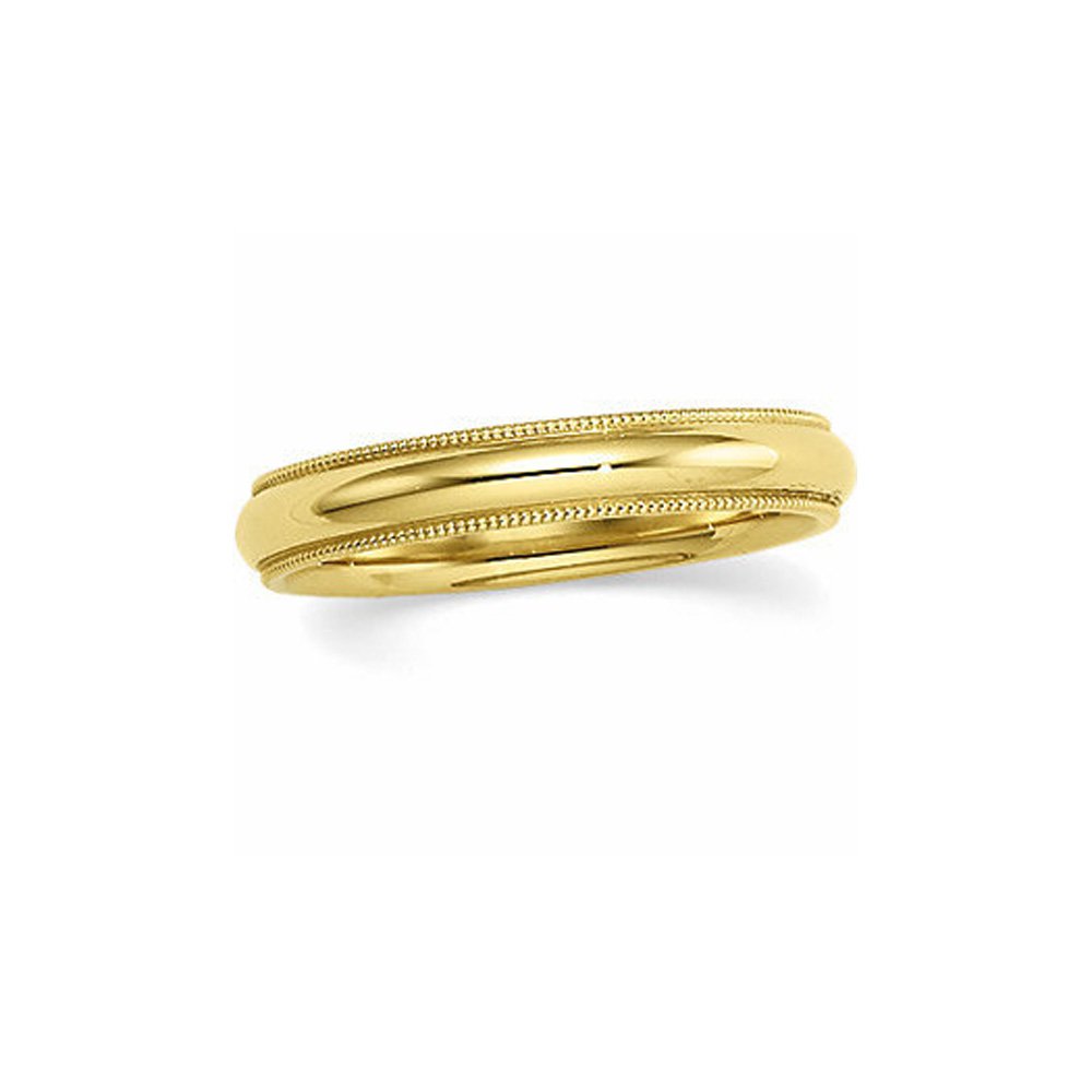 10k Yellow Gold 4mm Milgrain Edge Domed Band Ring for Weddings & Anniversaries