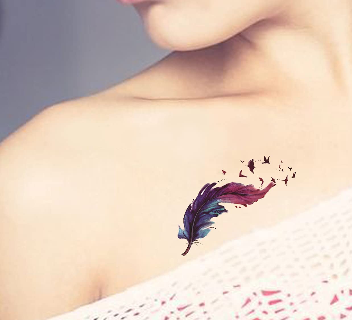 Waterproof Temporary Tattoo Stickers for Men & Women - 3D Realistic Flowers, Butterflies, Stars, Angels & Wolf Designs - 21X15 cm Armband & Word Tattoos (HB-200X) - Perfect for Parties, Halloween & Costume Events