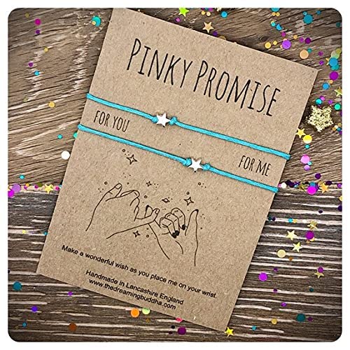 Pinky Promise Card & Matching Star Bead Wish Bracelet Set - Friendship Gift for Best Friends, Sisters, Couples - Perfect for Promises, Birthdays, Anniversaries & Special Occasions